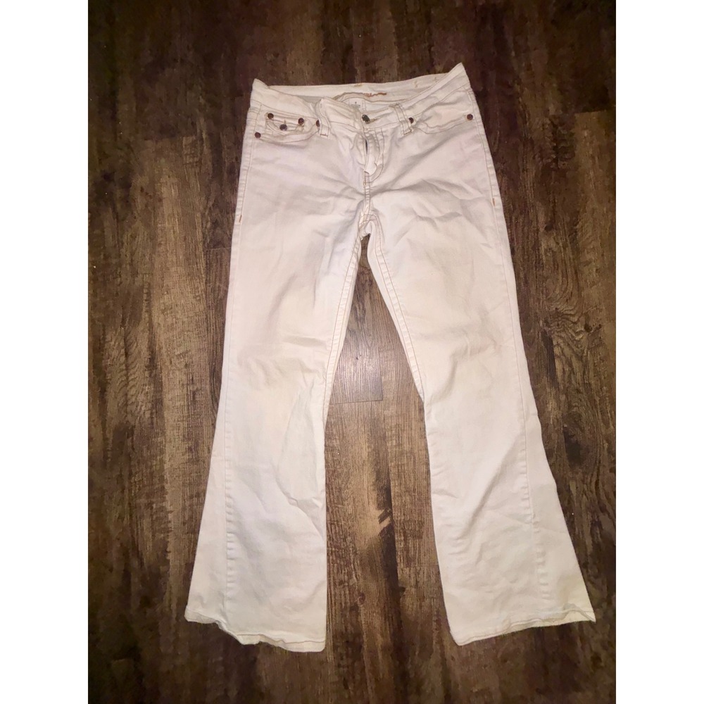 Maurices Sasson White Bootcut Jeans Size 8 full Pocket Contrast Stitch Denim